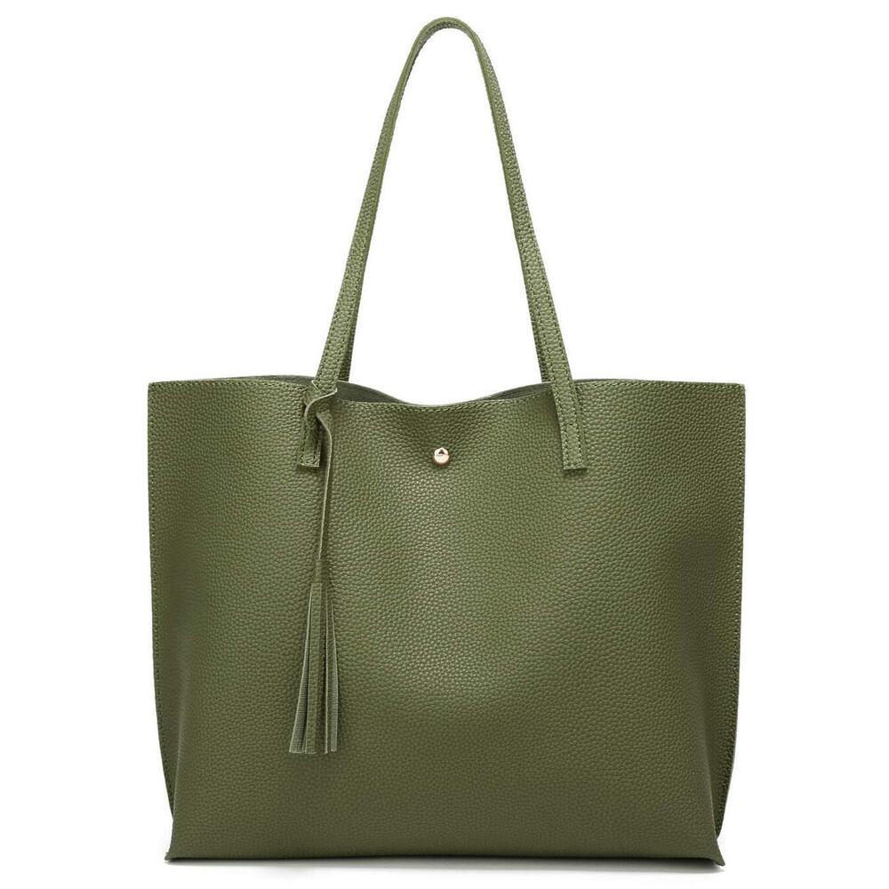 Women's Soft Faux Leather Tote Shoulder Bag from, Big Capacity Tassel